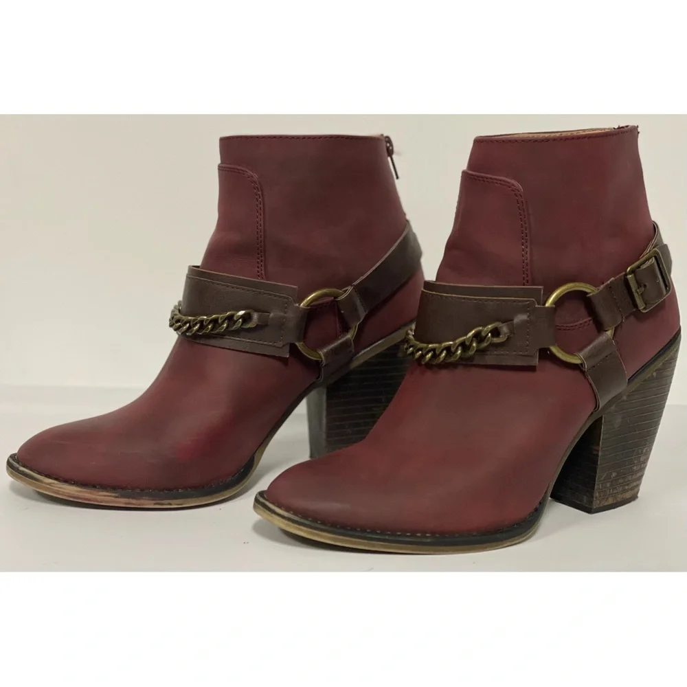 Candie's Heeled Ankle Boots Wine Size 9.5 - Picture 6 of 11